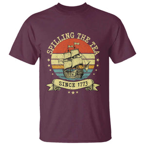 Spilling The Tea Since 1773 T Shirt Retro Sunset Boston Tea Party History