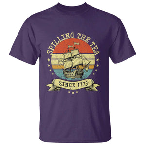 Spilling The Tea Since 1773 T Shirt Retro Sunset Boston Tea Party History