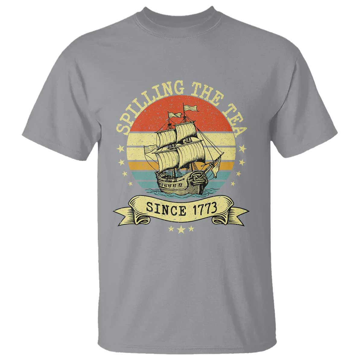 Spilling The Tea Since 1773 T Shirt Retro Sunset Boston Tea Party History