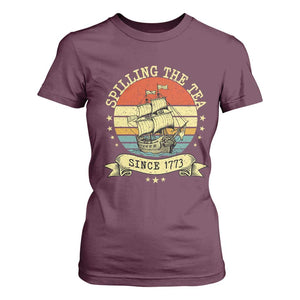 Spilling The Tea Since 1773 T Shirt For Women Retro Sunset Boston Tea Party History