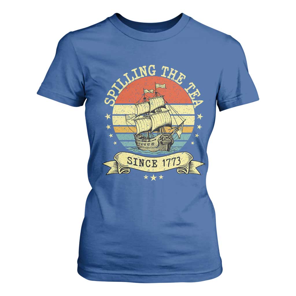 Spilling The Tea Since 1773 T Shirt For Women Retro Sunset Boston Tea Party History