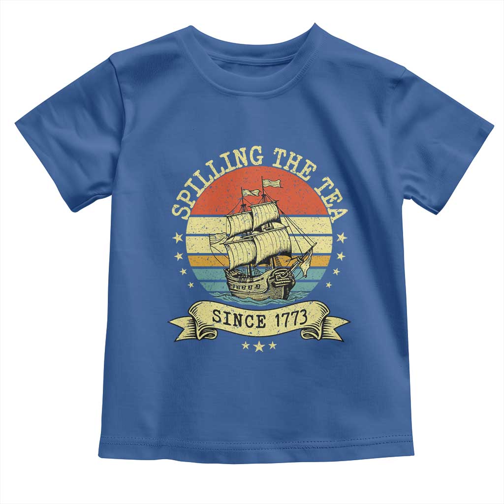 Spilling The Tea Since 1773 Toddler T Shirt Retro Sunset Boston Tea Party History