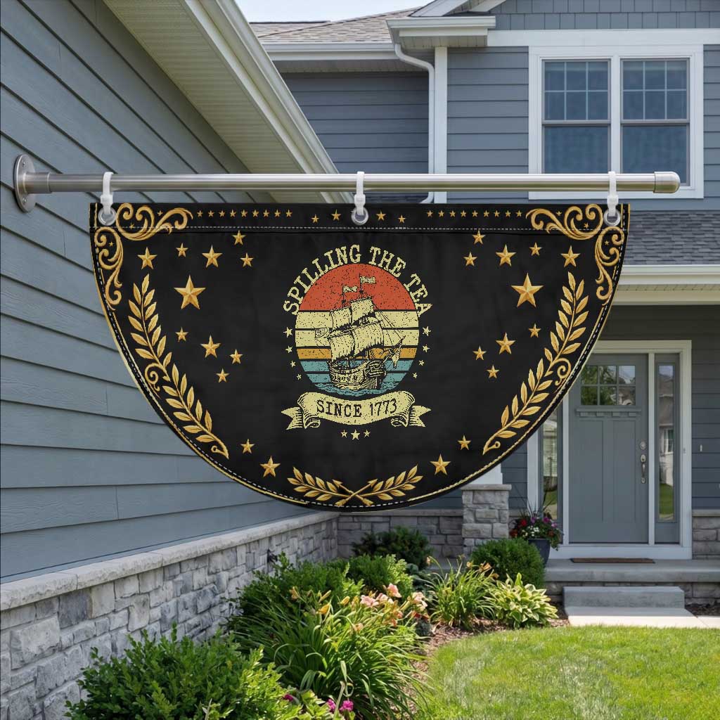 Spilling The Tea Since 1773 Patriotic Fan Flag Retro Sunset Boston Tea Party History