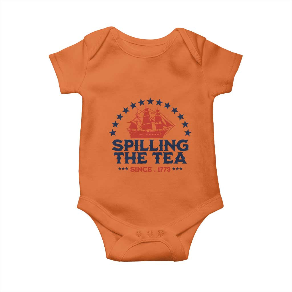 Spilling The Tea Since 1773 Baby Onesie Patriotic Nautical Stars American History