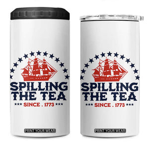 Spilling The Tea Since 1773 4 in 1 Can Cooler Tumbler Patriotic Nautical Stars American History