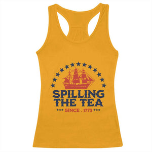 Spilling The Tea Since 1773 Racerback Tank Top Patriotic Nautical Stars American History