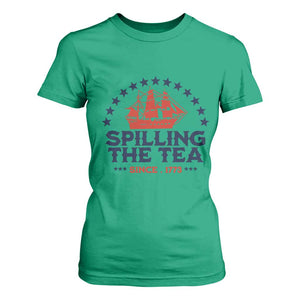 Spilling The Tea Since 1773 T Shirt For Women Patriotic Nautical Stars American History