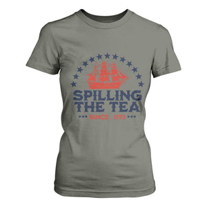 Spilling The Tea Since 1773 T Shirt For Women Patriotic Nautical Stars American History