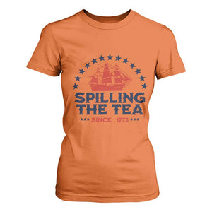 Spilling The Tea Since 1773 T Shirt For Women Patriotic Nautical Stars American History