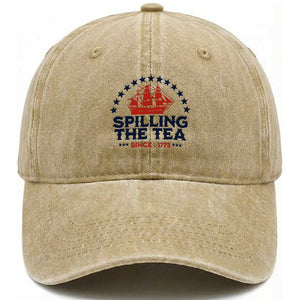 Spilling The Tea Since 1773 Washed Cotton Baseball Cap Patriotic Nautical Stars American History