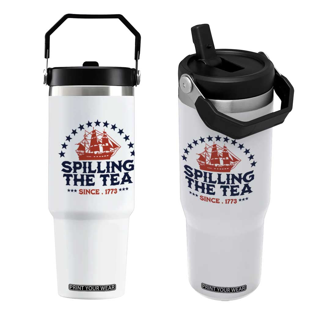 Spilling The Tea Since 1773 Flip Straw Tumbler Patriotic Nautical Stars American History