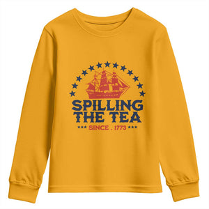 Spilling The Tea Since 1773 Youth Sweatshirt Patriotic Nautical Stars American History
