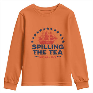Spilling The Tea Since 1773 Youth Sweatshirt Patriotic Nautical Stars American History
