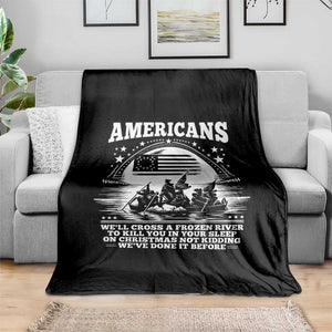 Funny Patriotic Military History Throw Blanket Americans Crossing A Frozen River To Kill You In Your Sleep On Christmas