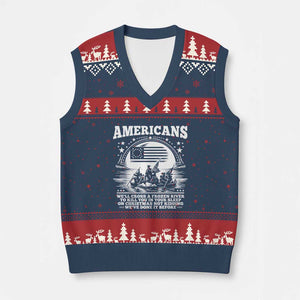 Funny Patriotic Military History V-Neck Knit Sweater Vest Americans Crossing A Frozen River To Kill You In Your Sleep On Christmas