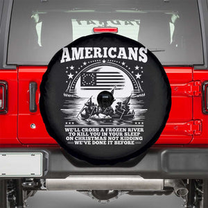 Funny Patriotic Military History Spare Tire Cover Americans Crossing A Frozen River To Kill You In Your Sleep On Christmas