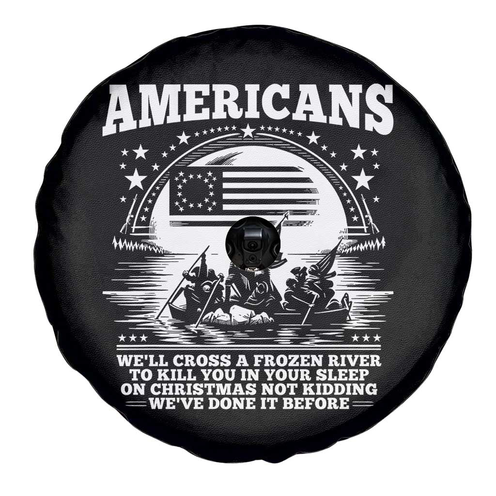 Funny Patriotic Military History Spare Tire Cover Americans Crossing A Frozen River To Kill You In Your Sleep On Christmas