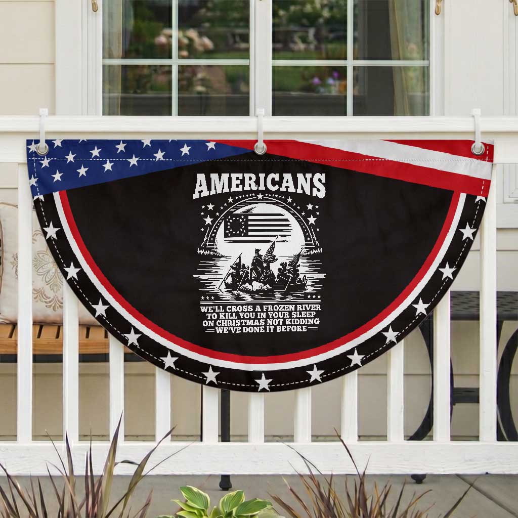 Funny Military History Patriotic Fan Flag Americans Crossing A Frozen River To Kill You In Your Sleep On Christmas