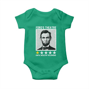 Fords Theatre One Star Awful Wouldnt Recommend Baby Onesie Abraham Lincoln Funny History Dark Humor