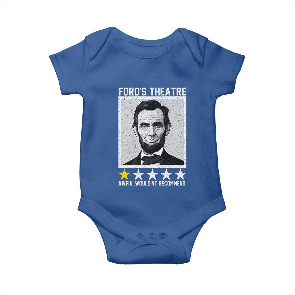 Fords Theatre One Star Awful Wouldnt Recommend Baby Onesie Abraham Lincoln Funny History Dark Humor