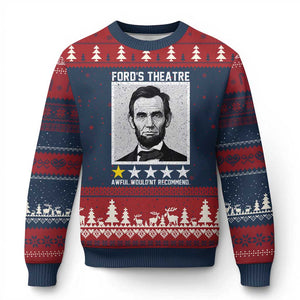 Fords Theatre One Star Awful Wouldnt Recommend Ugly Christmas Sweater Abraham Lincoln Funny History Dark Humor