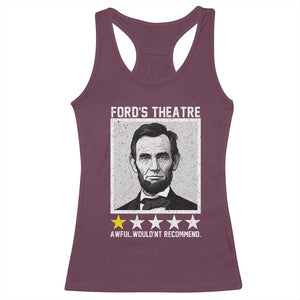 Fords Theatre One Star Awful Wouldnt Recommend Racerback Tank Top Abraham Lincoln Funny History Dark Humor