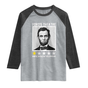 Fords Theatre One Star Awful Wouldnt Recommend Raglan Shirt Abraham Lincoln Funny History Dark Humor
