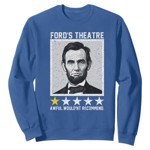 Fords Theatre One Star Awful Wouldnt Recommend Sweatshirt Abraham Lincoln Funny History Dark Humor