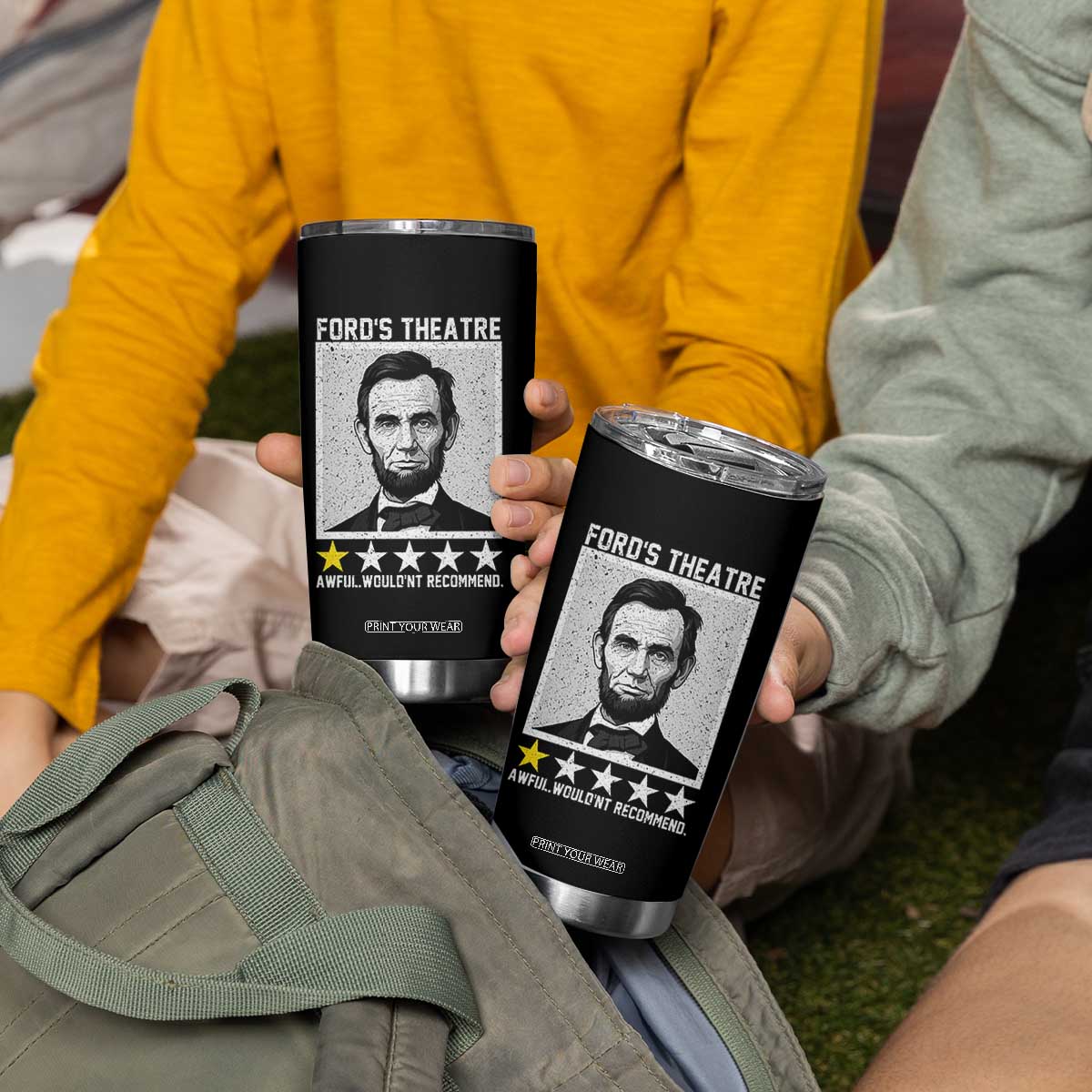 Fords Theatre One Star Awful Wouldnt Recommend Tumbler Cup Abraham Lincoln Funny History Dark Humor