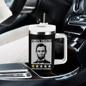Fords Theatre One Star Awful Wouldnt Recommend Tumbler With Handle Abraham Lincoln Funny History Dark Humor