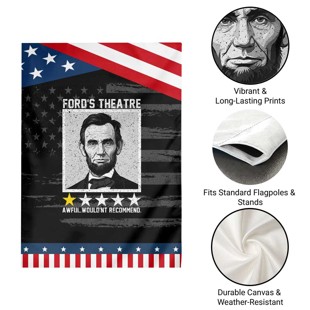Fords Theatre One Star Awful Wouldnt Recommend Patriotic Garden Flag Abraham Lincoln Funny History Dark Humor