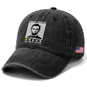 Fords Theatre One Star Awful Wouldnt Recommend Washed Cotton Baseball Cap Abraham Lincoln Funny History Dark Humor