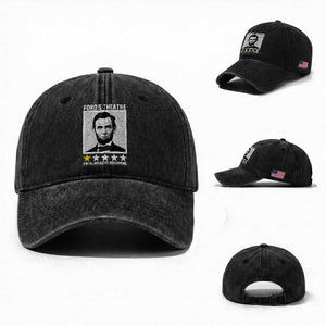 Fords Theatre One Star Awful Wouldnt Recommend Washed Cotton Baseball Cap Abraham Lincoln Funny History Dark Humor