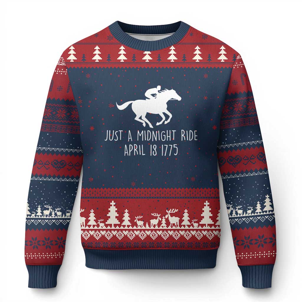 Paul Revere American History Ugly Christmas Sweater Just A Midnight Ride April 18 1775