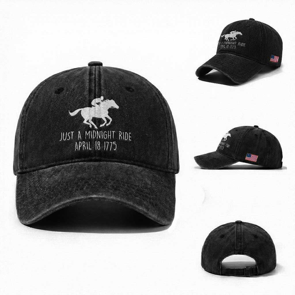Paul Revere American History Washed Cotton Baseball Cap Just A Midnight Ride April 18 1775