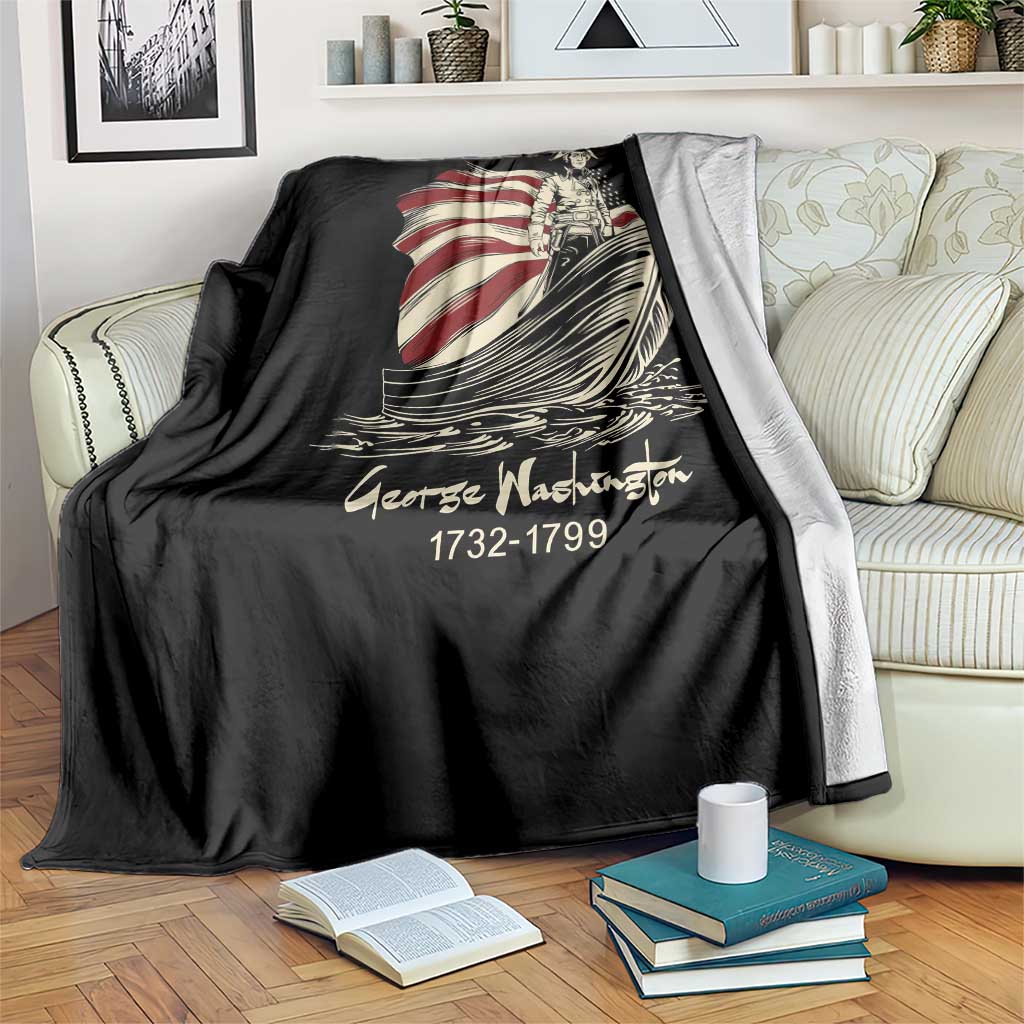 George Washington Crossing The Delaware Patriotic Throw Blanket Vintage American Flag Graphic