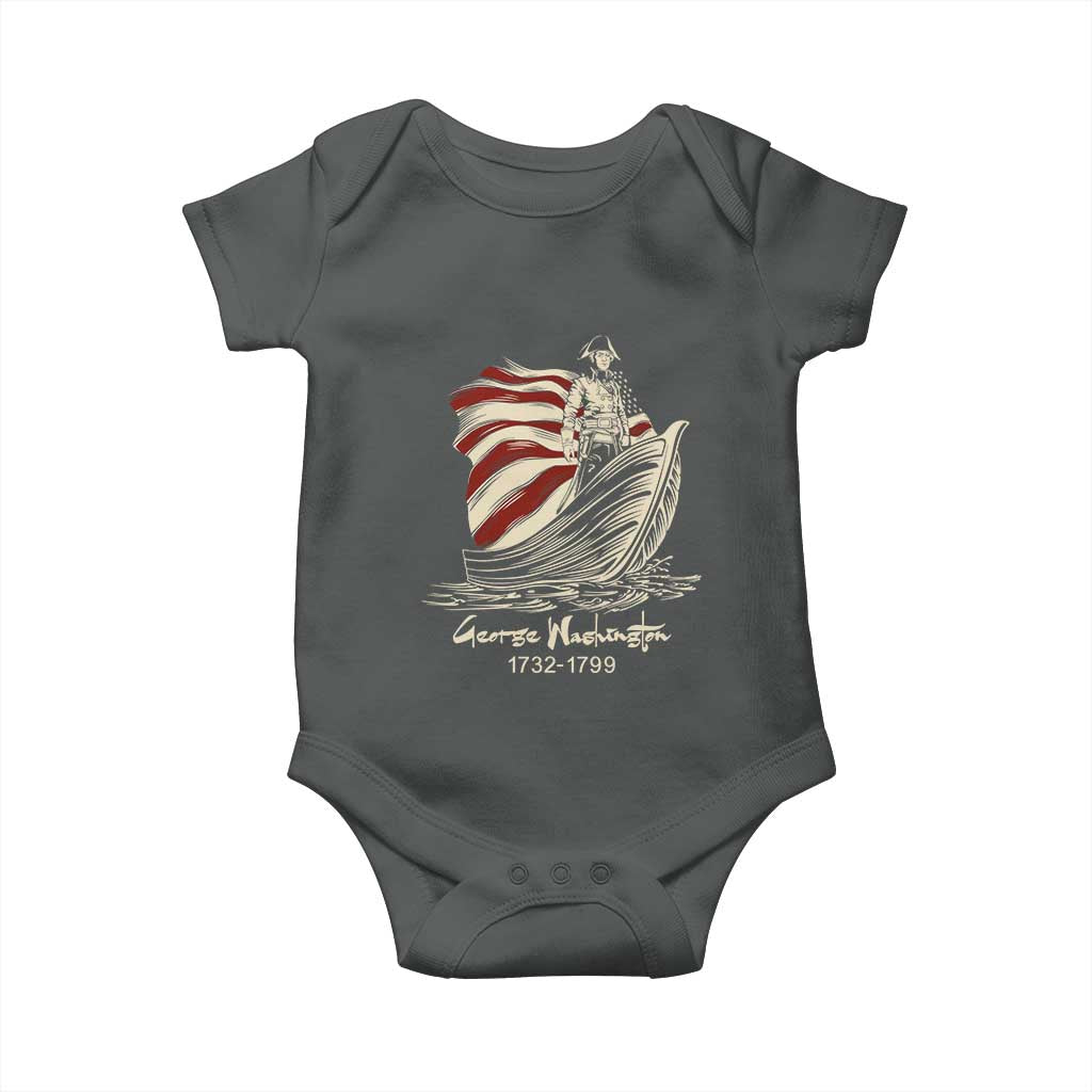 George Washington Crossing The Delaware Patriotic Baby Onesie Vintage American Flag Graphic