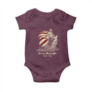 George Washington Crossing The Delaware Patriotic Baby Onesie Vintage American Flag Graphic