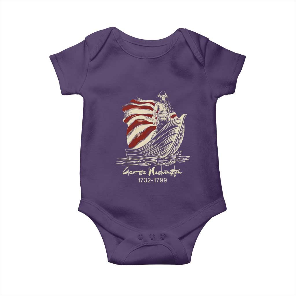 George Washington Crossing The Delaware Patriotic Baby Onesie Vintage American Flag Graphic