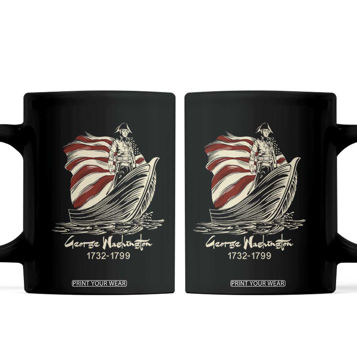 George Washington Crossing The Delaware Patriotic Coffee Mug Vintage American Flag Graphic
