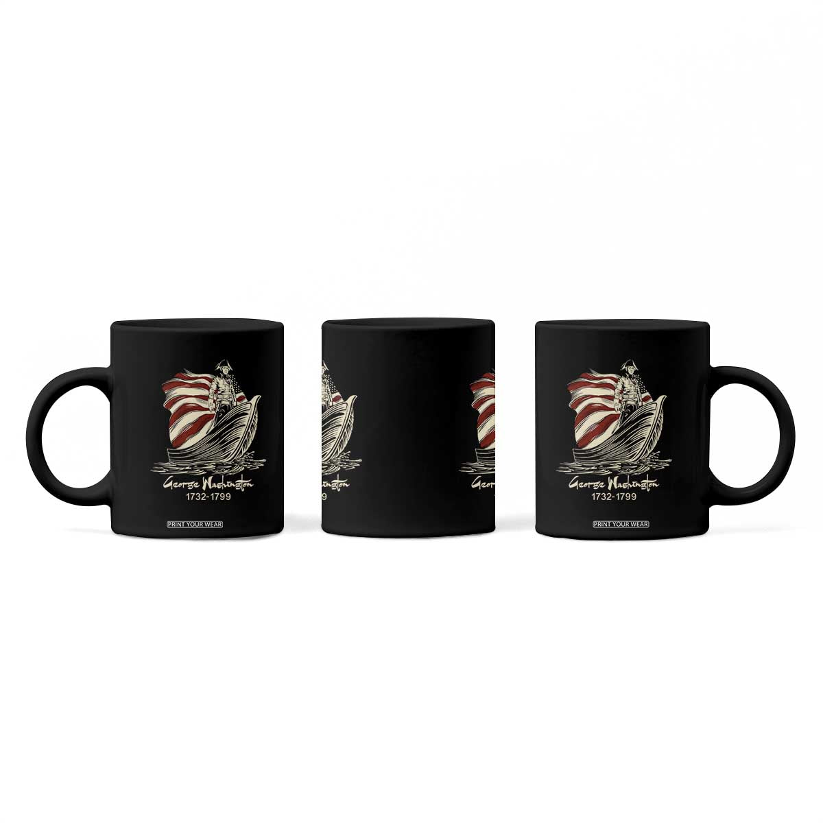 George Washington Crossing The Delaware Patriotic Coffee Mug Vintage American Flag Graphic