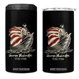 George Washington Crossing The Delaware Patriotic 4 in 1 Can Cooler Tumbler Vintage American Flag Graphic