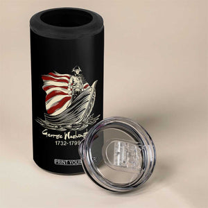 George Washington Crossing The Delaware Patriotic 4 in 1 Can Cooler Tumbler Vintage American Flag Graphic