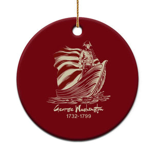 George Washington Crossing The Delaware Patriotic Ceramic Ornament Vintage American Flag Graphic