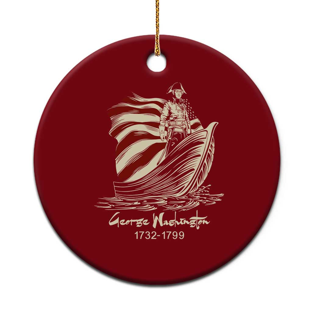 George Washington Crossing The Delaware Patriotic Ceramic Ornament Vintage American Flag Graphic TS02 1pc Red Print Your Wear