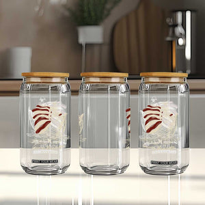 George Washington Crossing The Delaware Patriotic Glass Can Vintage American Flag Graphic