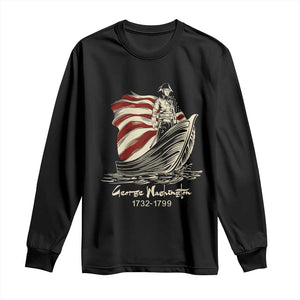 George Washington Crossing The Delaware Patriotic Long Sleeve Shirt Vintage American Flag Graphic