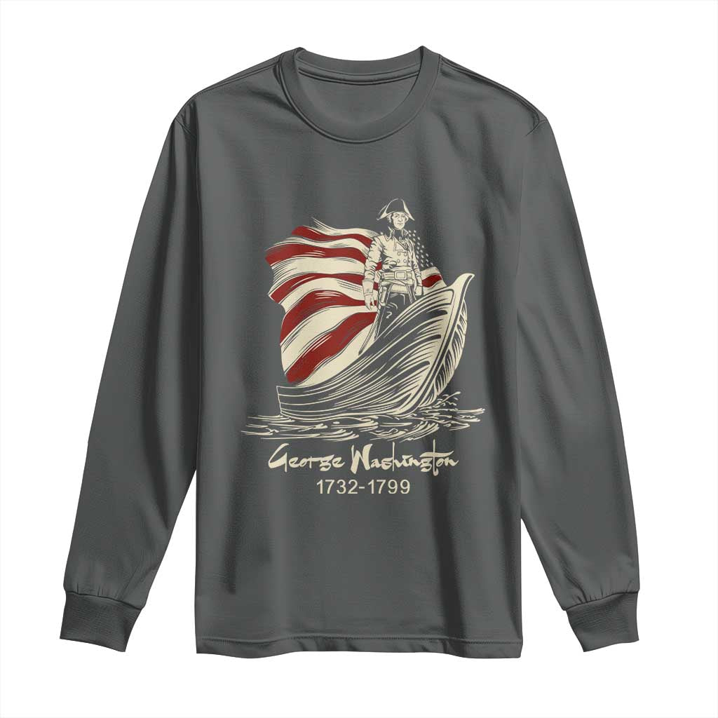 George Washington Crossing The Delaware Patriotic Long Sleeve Shirt Vintage American Flag Graphic