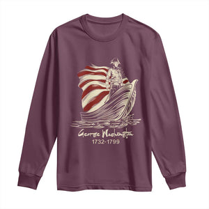 George Washington Crossing The Delaware Patriotic Long Sleeve Shirt Vintage American Flag Graphic