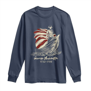 George Washington Crossing The Delaware Patriotic Long Sleeve Shirt Vintage American Flag Graphic